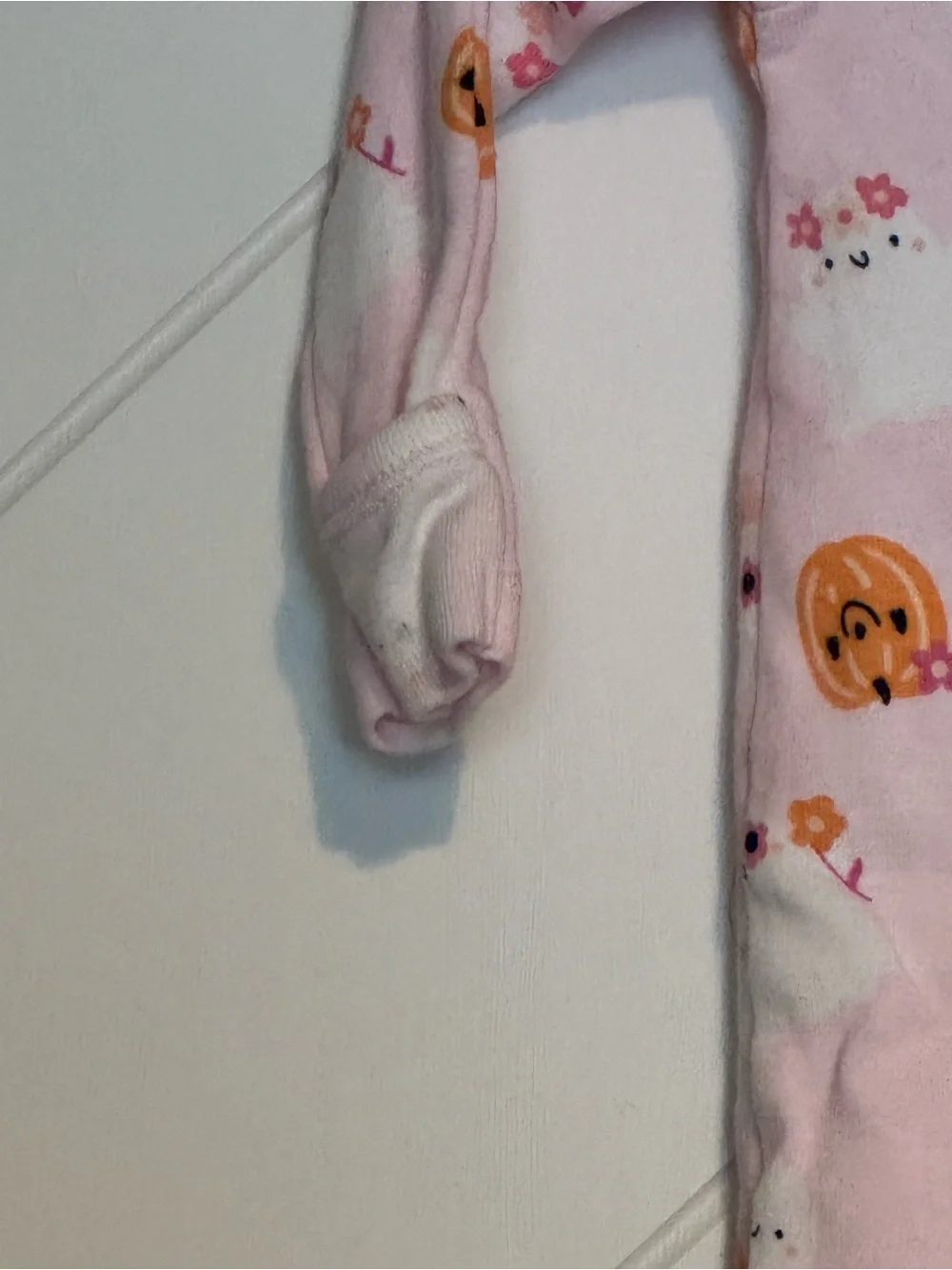Old Navy Baby Halloween Footed Sleeper Ghost Pumpkin Pink 2-Way Zip 0-3M